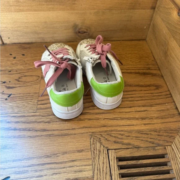 Lola + the boys Kids Glitter Star Sneakers - White, Pink, Gold - Picture 5 of 9